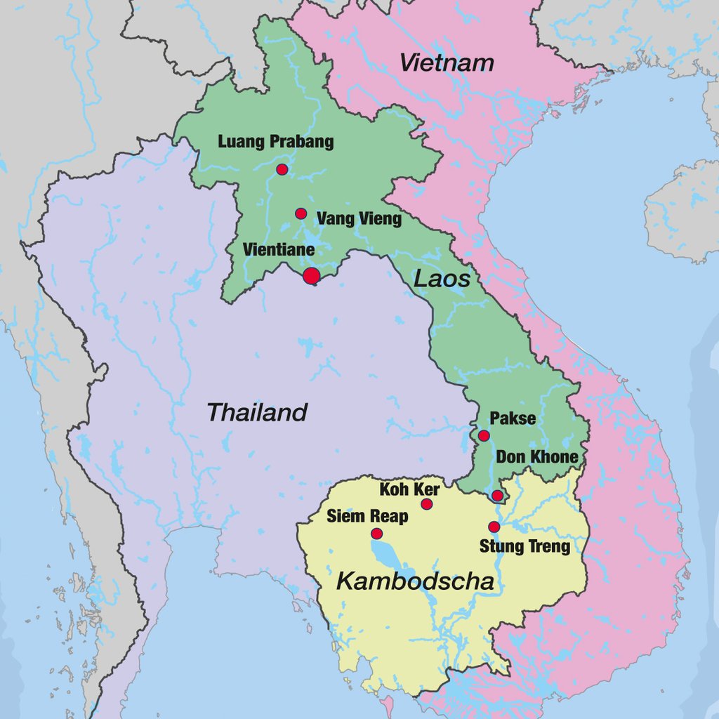 Laos & Kambodscha – Reisekarte der Route